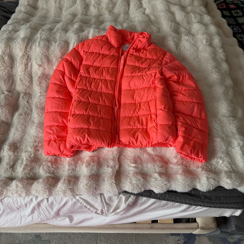 Kids Neon Coral Puffer Jacket. Old Navy EUC, worn once. - Picture 2 of 5